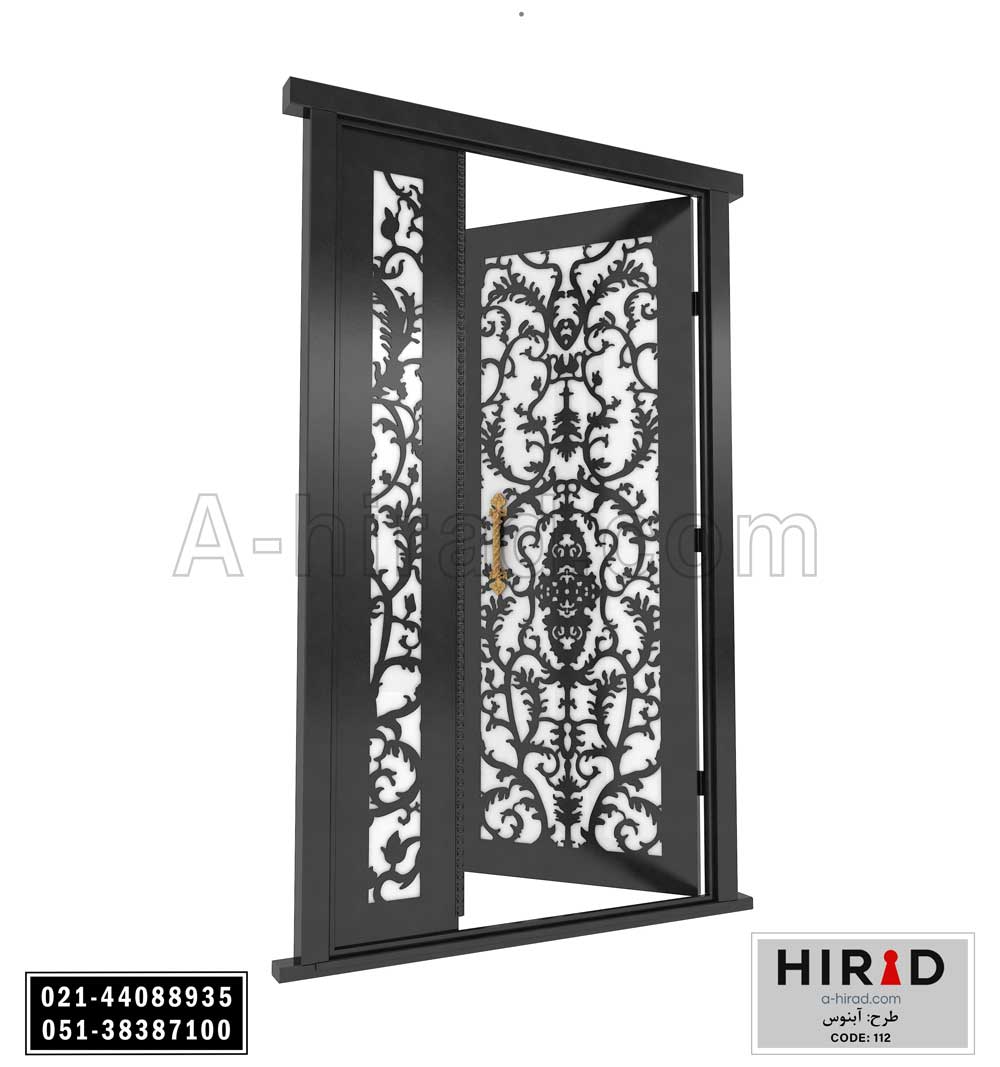 درب حیاط یک و نیم لنگه طرح آبنوس 15112